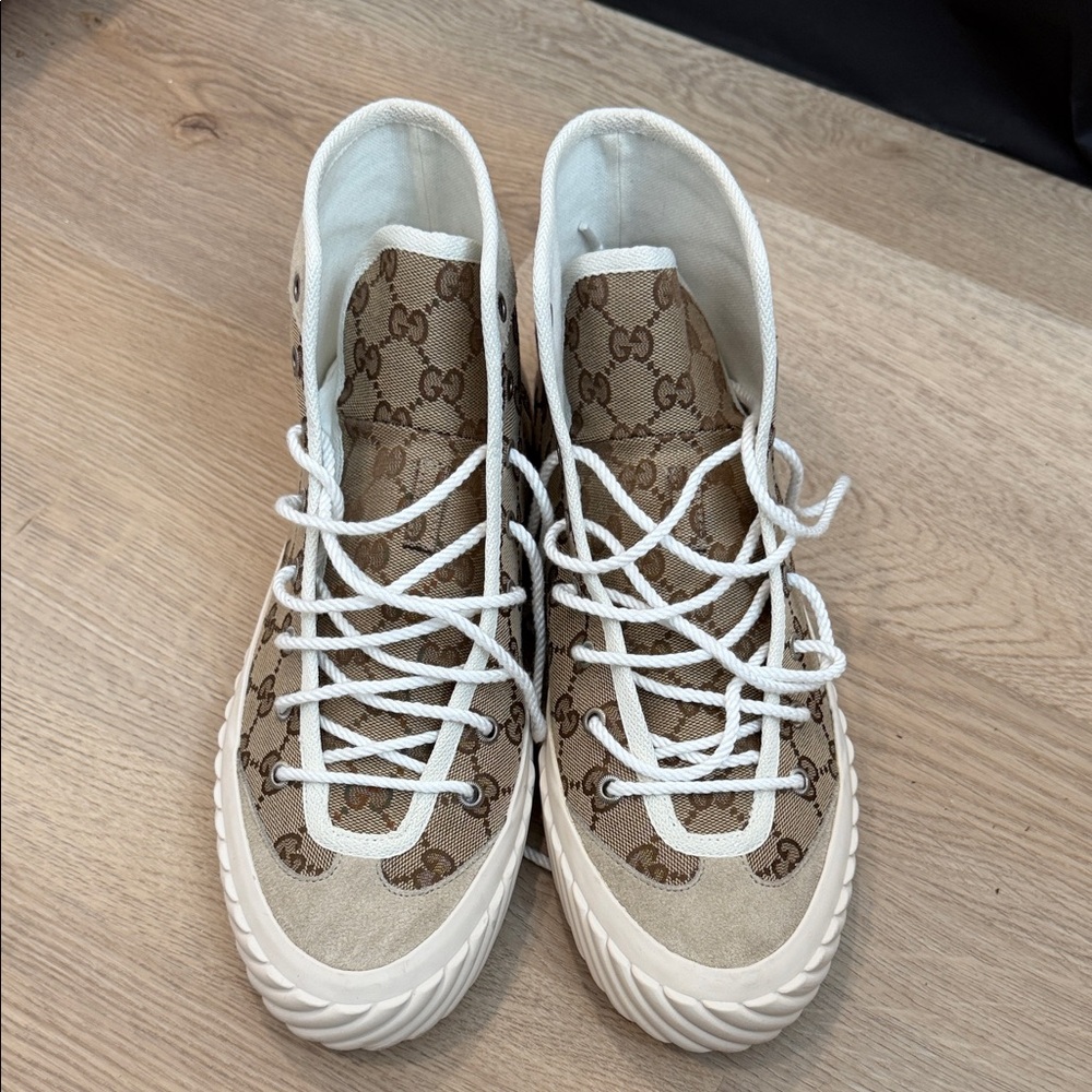 Gucci Brown and White High-Top Sneakers